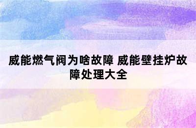 威能燃气阀为啥故障 威能壁挂炉故障处理大全